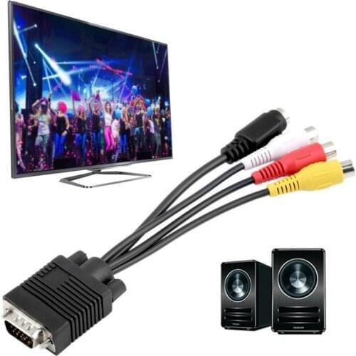 New 1pc 3 RCA Female Converter Cable New VGA to Video TV Out S-Video AV Adapter Newest Drop Shipping Wholesale