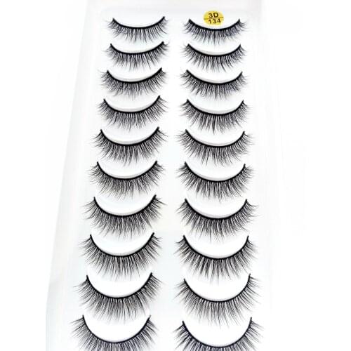 NEW 10 Pairs 3D Soft Mink Hair False Eyelashes Handmade Crisscross Wispy Fluffy Long Lashes Natural Eye Makeup Tools Eye Lashes