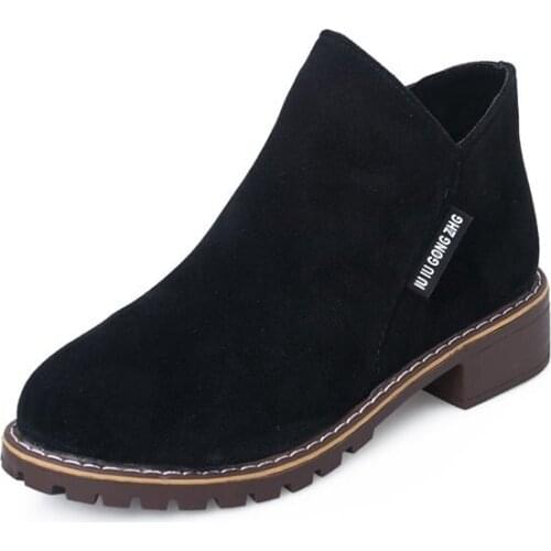 NEW Women Martin Boots Autumn Winter Boots Classic Zipper Snow Ankle Boots Winter Suede Warm Fur Plush Women Shoes 35-42