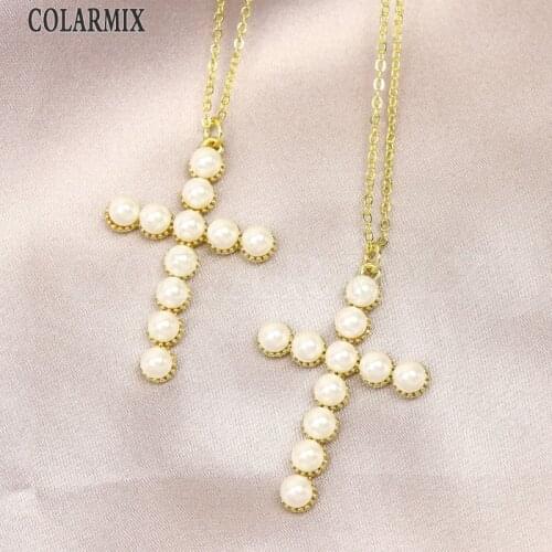 6Pcs Zirconia Cross Pendant Necklace jewelry bead Pendant Necklace Fashion jewelry women accessories Jewelry charms 51652