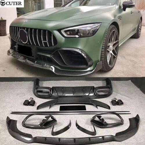 GT50 GT53 Carbon Fiber front bumper lip air vents rear diffuser side skirts rear spoiler for Benz AMG GT50 GT53 car body kit