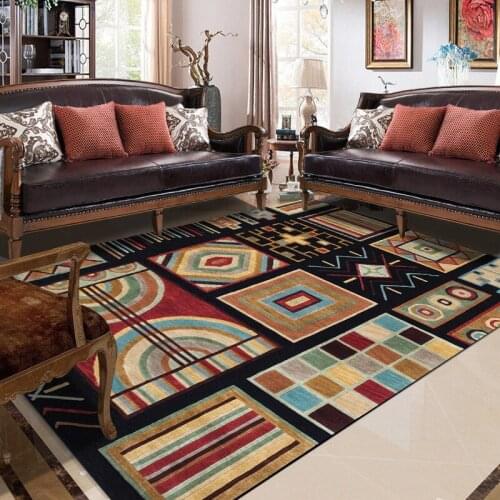 Simple European Ethnic Style Carpets for Living Room Bedroom Area Rugs Sofa Tea Table Anti-skid Mats Geometric Multicolor Carpet
