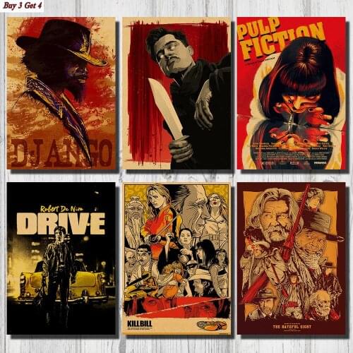 Quentin Tarantino Movie Poster Collection, Vintage Kraft Poster, Decorative Poster, Home Decor, Movie Wall Sticker, Poster Movie