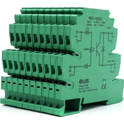 10pcs/lot MRD series Relay Module DC SSR Output 1A 2A 4A 10A 1-60VDC Solid State Relay Ultra Slim DIN Rail Relay with Led signal
