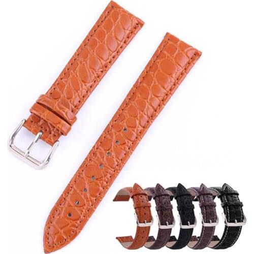 Unisex Faux Leather Wrist Strap Crocodile Grain Pin Buckle Watchband Watch Belt