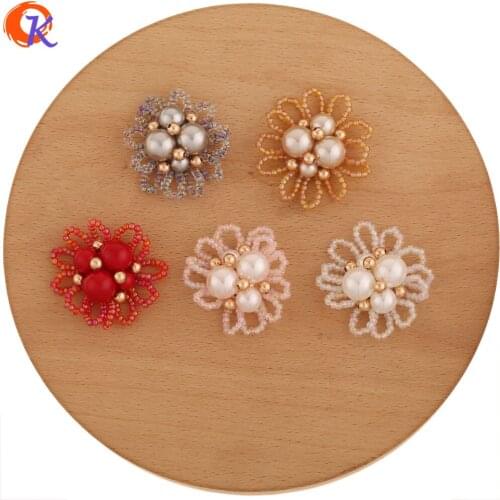Cordial Design 10Pcs 38MM Jewelry Accessories/Hand Made/Seed Bead Charms/Flower Shape/Imitation Pearl/DIY Parts/Earring Findings