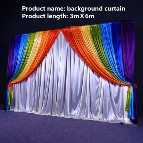 Wedding swag 3MX6M New Ice Silk Rainbow Wedding Backdrop Colourful Wedding Background wedding Party Decoration supplies