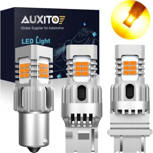 AUXITO 2pcs 7440 W21W T20 Led Bulb Canbus Turn Signal Light 1156 BA15S P21W 3157 T25 Anti-Hyperflash Car LED Lamp Amber 12V