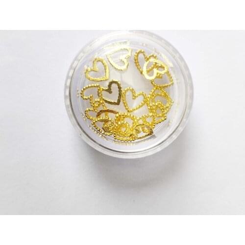 Golden Metal Nail Art Heart Charms Nailart Accessories Rhinestones Nails 3d Design Stickers New Bottle Manicure Japanese Decors