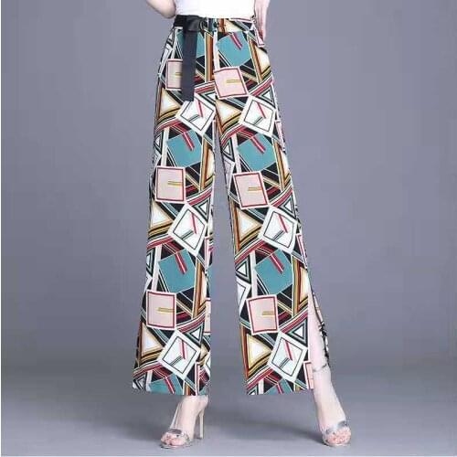 Wide Leg Pants Womens High Waist Shows Thin Drooping Feeling Fashion Print Spring And Summer New Versatile Loose Casual 2021