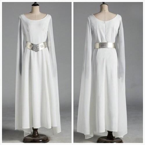 Princess Leia Organa Solo Cosplay Outfit Woman Long White Dresses Fancy Dress Halloween Carnival Cosplay Costumes