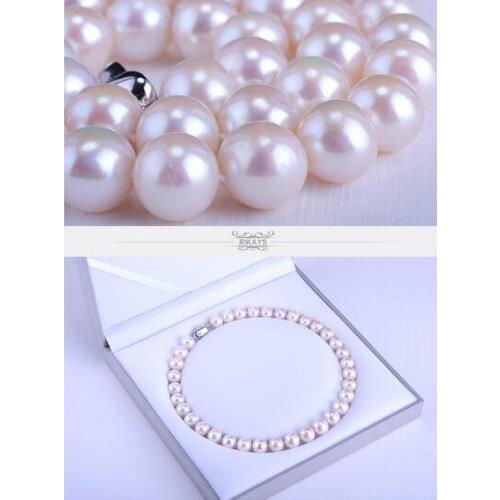 Women gift word Jewelry Silver Clasp 17INCH AAAA 10-11mm Natural south sea genuine WHITE round pearl necklace