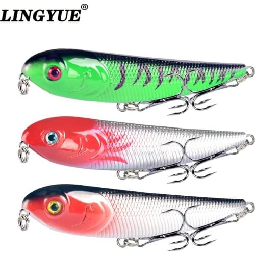 LINGYUE 1pc hard fat pencil fishing lures 100mm/13.7g topwater wobblers 5 colors available crankbaits