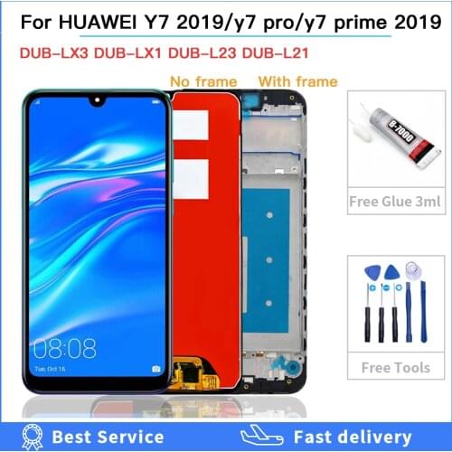For Huawei Y7 2019 LCD Display + Touch Screen With Frame Screen Replacement For Huawei Y7 PRO Prime 2019 DUB-LX3 LX1 L23 L21