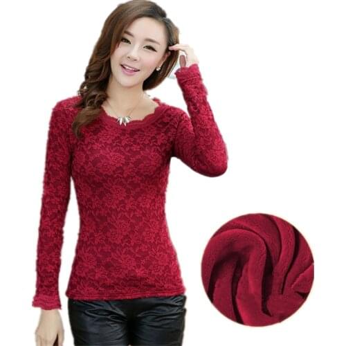 Winter Plus Size 5XL Womens c Basic tshirt female Autumn Long-sleeved Plus Velvet Thick t-Shirt Black Begie Top Tees