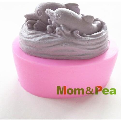 Mom&Pea 0423 Free Shipping Dolphin Silicone Soap Mold Cake Decoration Fondant Cake 3D Mold Food Grade Silicone Mould
