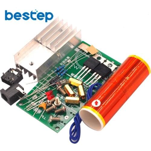 1 Set Mini Tesla Coil Kit 15W Mini Music Tesla Coil Plasma Speaker Tesla Wireless Transmission DC 15-24V DIY Kits