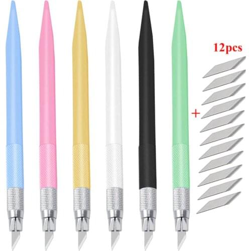 1pcs Plastic Handle Hobby Knife with 12pcs blades wood paper cutter Crafts Scalpel pen knife carving knife DIY repair hand tools