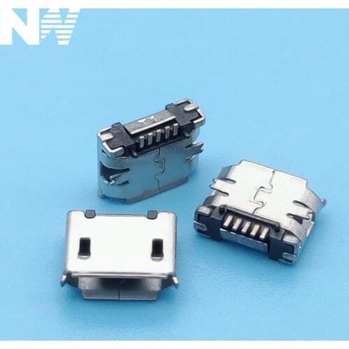 100Pcs Micro Usb Female Socket 5Pin Smd Short Needle Copper Shell Data Port Charging Port Mk5P Mini Usb Connector