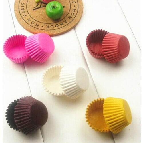 100Pcs Mini size Chocalate Paper Liners Baking Muffin Cake Cupcake Cases Solid Color