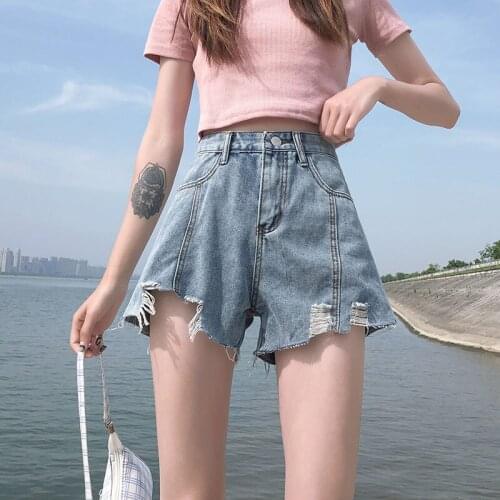 2021 New Womens High Quality Fit Tide Denim Female Loose Pants Summer Plus Size solid colorMom Shorts Jeans Streetwea Casual