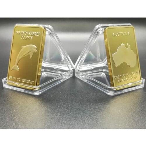 5 pcs The endanger animal dolphin fish 24K real gold plated bullion bar Australia 50 mm x 28mm souvenir decoration ingot coin