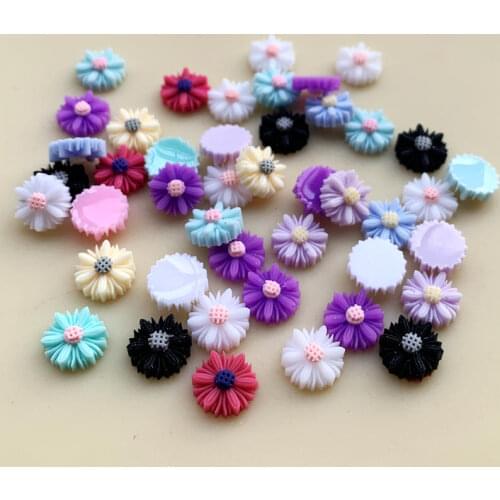 60PCS 10mm Resin Vintage Style Daisy Flower Flat Back Cameo Cabochon For Jewelry Making Earring Accessories Wholesale -Z71A