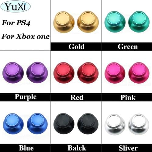 YuXi 2pc Aluminum Metal 3D Analog Joystick for Playstation 4 for PS4 Slim Pro thumb Grip Cap Replacement for XBOX ONE Controller