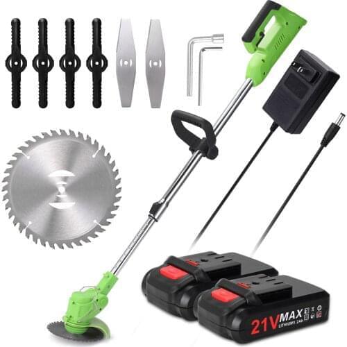 21V Electric Lawn Mower Rechargeable Cordless Grass Trimmer Auto Release Garden Trimming Machine for Gardening Green Lawn Mower