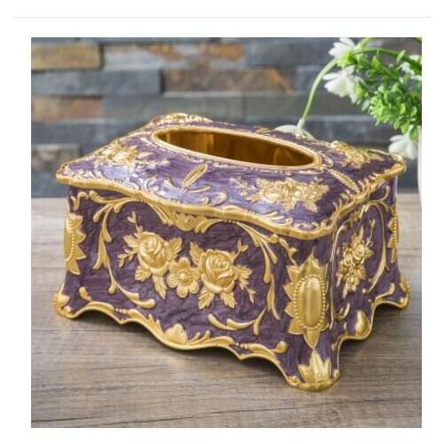 Europe rose carving tissue dispenser napkin holder alloy metal box tissue cover tissue paper holder for home decoration ZJH070D