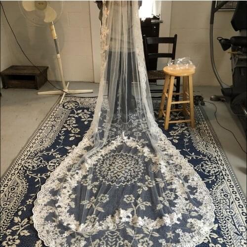 1T Lace Bridal Veil Cathedral Lace Veils Wedding Veil White Ivory bridal Accessories
