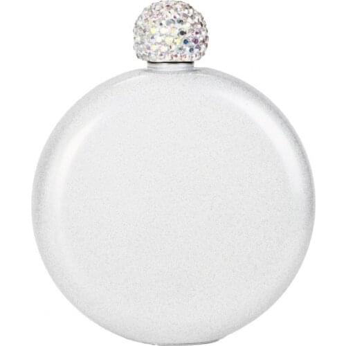 304 Stainless Steel Hip Flask Portable Leak-proof Faux Crystal Lid Alcohol Tour Whiskey Convenient Portable Compact Size Flask