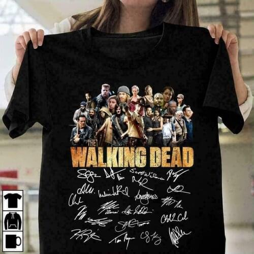 The Walking Dead Signature Lovers T-Shirt Black Cotton Men Made In Usa