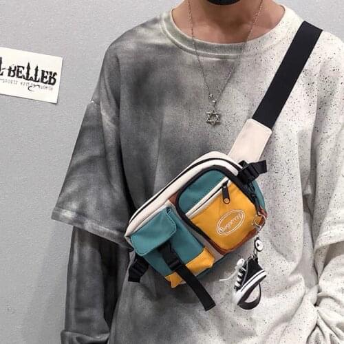 Personality Stitching Messenger Bag for Women and Men High-Quality Waist Bag Trend Hip-Hop Harajuku Tooling Street Style