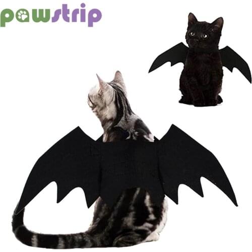 Halloween Pet Cat Costumes Black Bat Wings Bells Clothes Cute Halloween Cosplay Clothing Cat Dog Party Dress Up for Pet Supplies