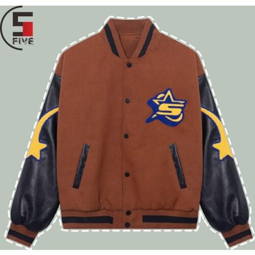 Hip Hop Patchwork Star Print Baseball Jacket Mens Harajuku PU Meteor Embroidery Loose Jackets Winter Campus Fashion Bomber Coat
