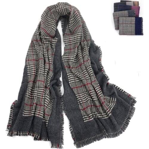 Mingjiebihuo Korean autumn winter new fashion comfortable wool scarf men and women long wool scarf plaid warm tassel thick shawl