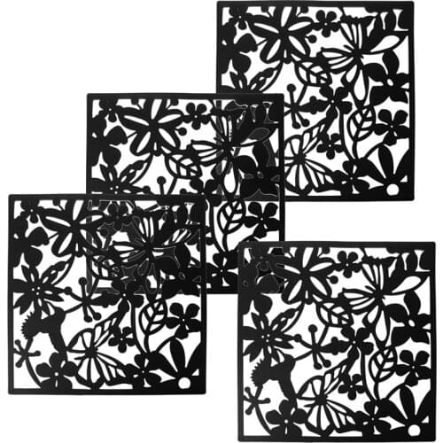 Fashion 4 Pcs Butterfly Bird Flower Hanging Screen Partition Divider Panel Room Curtain Home Decor Black