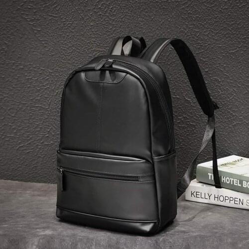 2020 Brand Designer Black PU Leather Mens Backpack School Bag For Teenagers Fashion Laptop Travel Shoulder Bags
