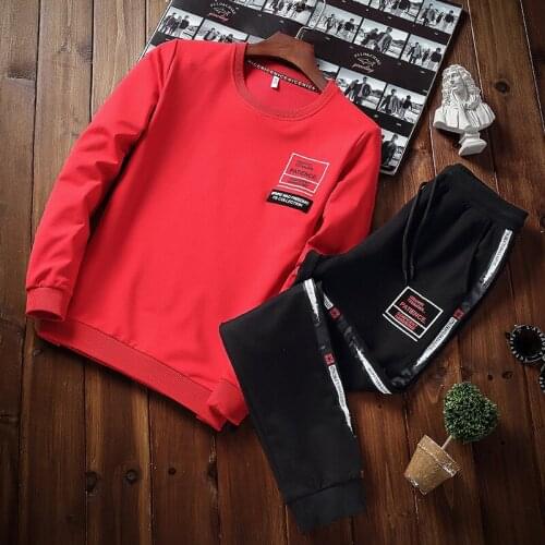 Autumn Hoodie Sweatshirt+Pants 2 Piece Sets Men Hip Hop Print Pullover Hoodie Tracksuits+Trousers Men Track Suit