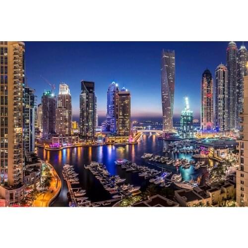 Diy 5d Diamond Painting Cross Stitch kits Dubai modern city night view 5D Full Square Round Mosaic Embroidery RhinestoneZP-2383