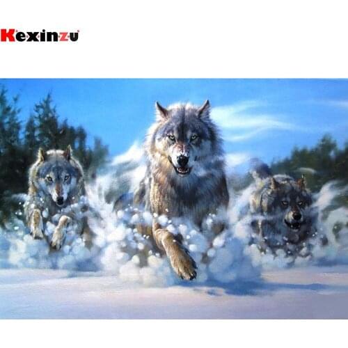 New Diamond Mosaic Cross Stitch Kits "The Wolf Pack:Attacking" Diamond Embroidery Diamond Painting Full Drill Home Decor yt061