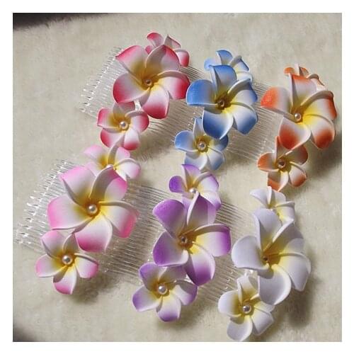 HappyKiss wholesale- hot nerw frangipani flower hairpin side-knotted clip hair accessory vivi flower hair comb