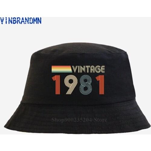 Novelty Retro 80s Clothing Vintage 1981 unisex Bucket hat Fashion Born in 1981fishing hat Family Birth day hat Thanksgiving hats