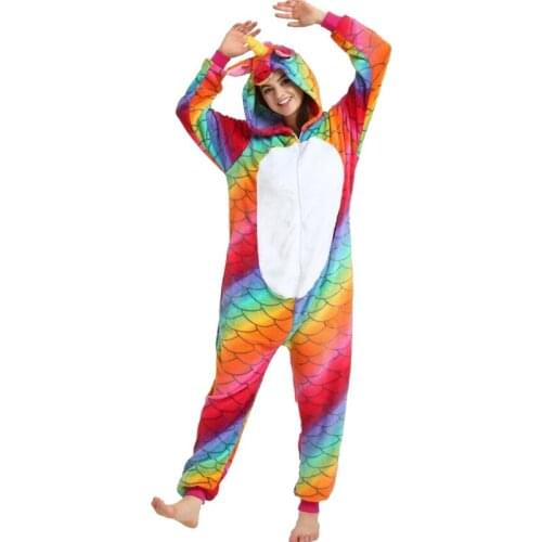 2020 Animal Pajama Adult Pijama Women Pajamas Unicorn Pyjama Cartoon Sleepwear Hooded Homewear Panda Nightwear