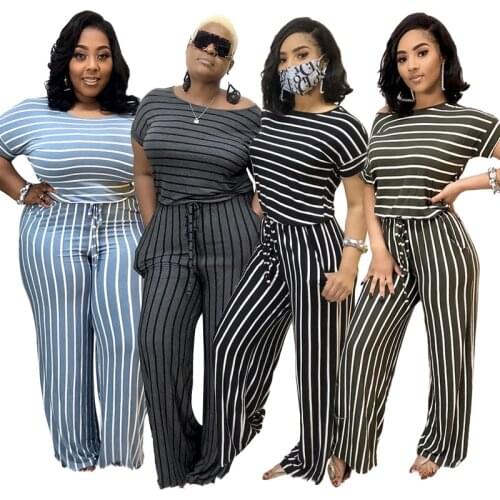 Plus Size S-5xl Jumpsuit Women Wholesale Sexy Striped One Piece Outfit Fashion Elegant Casual Office Lady Bodysuit Dropshipping