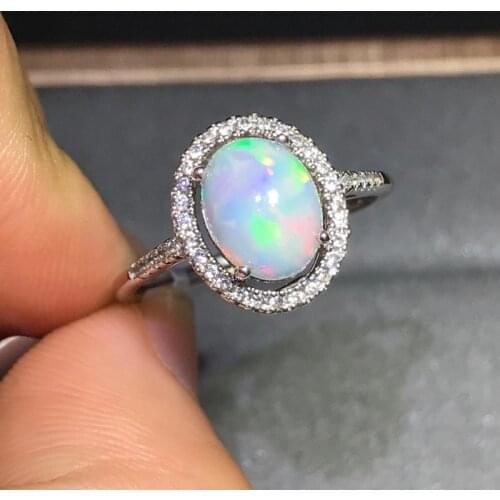Luxury Atmosphere Hot Selling Style Natural Black Opal Ring 925 Silver Ring Noble and Elegant