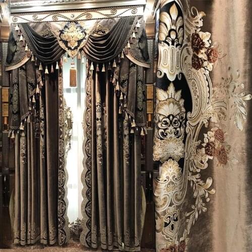 Luxury Hollow Embroidery Curtain for Living Room High Quality Hot Sale European Coffee Curtain For Bedroom Elegant Drapes tulle