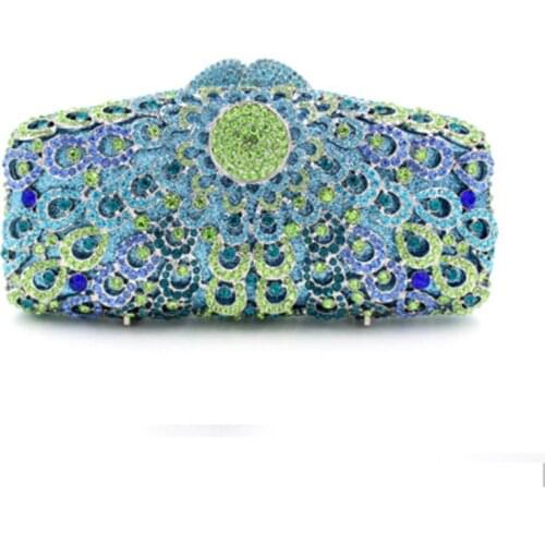 Luxury Women Evening Clutch Bag Mini Diamond Gemstone Handbags Crystal Chain Ladies Purse Hollow Out Female Clutches Prom Bag