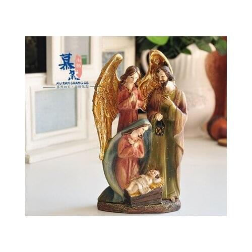 HAND-PAINTED CATHOLIC NATIVITY MANGER GROUP CHRISTMAS CHURCH DECORATIONS ORNAMENTS GIFTS